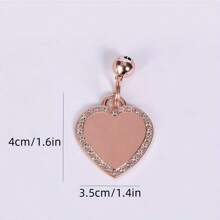 1pc Personalized Heart-Shaped Pet ID Tag, Zinc Alloy Material With Rhinestones And Bell, Dog And Cat Collar Pendant, Engraved Pet Name And Contact Info, Accessory To Prevent Pet Loss, Ideal Pet Gift - Multicolor - View 7