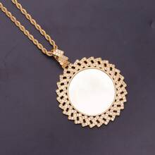Customized Cubic Zirconia Photo Medallion Rhombus Charm Image Personalized Necklace Picture Memory Pendant Necklace Hip Hop Jewelry
