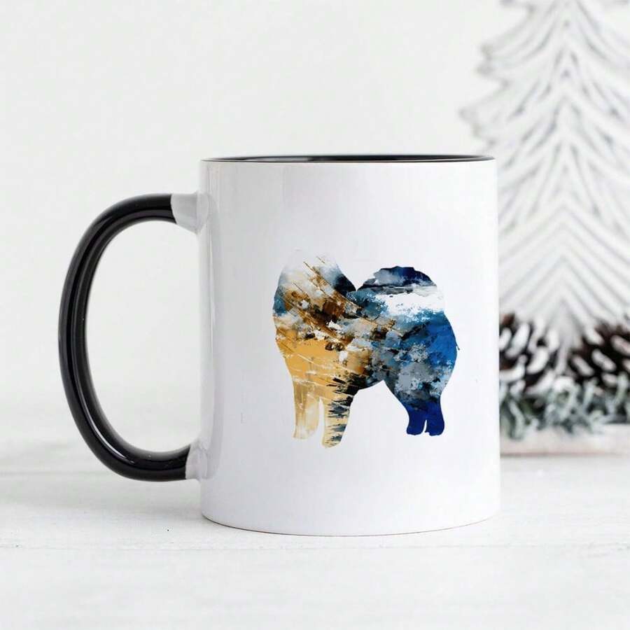 Funny Dog Puppy Black White Ceramic Coffee Mug 11oz Samoyed Dog Silhouette Colorful Ink Coffee Cup Humorous Tea Milk Juice Mug Novelty Dog Gifts For Colleagues Girl Boy Classmate Teacher Kids11oz Ceramic Coffee Mug - Valentine's Day, Birthday,Woman's Day Gift, Easter Day Gift Idea For Dad Mom Friends Girlfriend Boyfriend - Style-12 - View 1