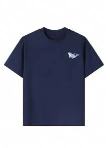 Ein legeres bedrucktes Rundhals-Pullover Kurzarm T-Shirt für Mädchen und Kinder - ein süßes Delfin-Motiv, lustiges und buntes T-Shirt, das die Fantasie jedes Kindes anregt! Kinderkleidung Mädchen Grafik-Shirts Sommer Tops Kleidung für Tween Mädchen