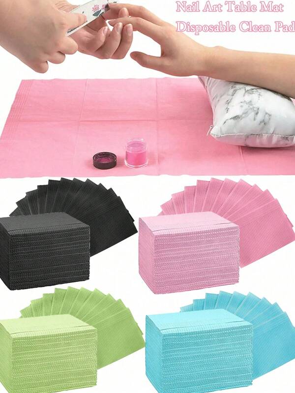 10 piezas/20 piezas/50 piezas, 125 piezas, Mantel desechable rosa y negro para arte de uñas con 3 capas, pads plegables impermeables y limpios, servilletas para manicura, multiusos para belleza, tatuajes, dental, mantel impermeable y herramientas de manicura