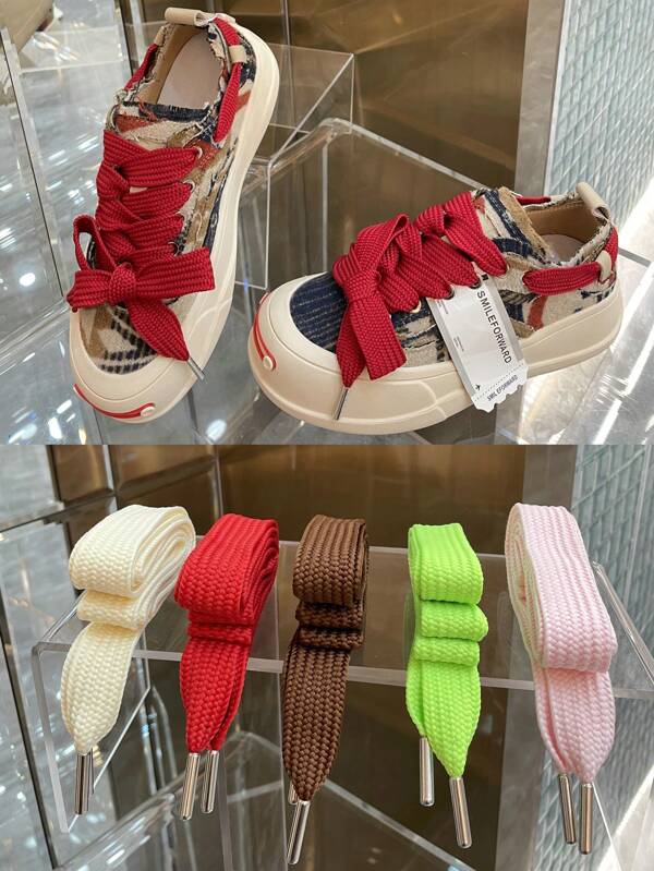 Laccetti per scarpe in metallo, larghezza 2,2 cm, lunghezza 130 cm, colori uniti, versatili per laccetti di scarpe e pantaloni, unisex per sneaker, scarpe di tela, stivali