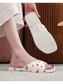 Dép EVA dành cho nữ, đế mềm đi ngoài trời, dép xăng đan chống trượt in hoa đi trong nhà tắm mùa hè - trắng - Xem 6