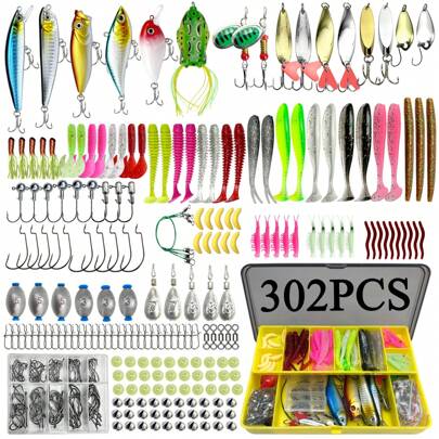 DaBen Fishing Lures Kit 30/83/133/110/139/302pcs/Set For Topwater Bait Rigs Tackle Kit For Bass Trout Salmon Fishing Accessories Far Throw Lure Set