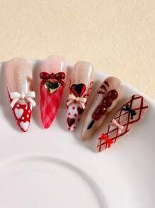 100 件 3 种尺寸蝴蝶结指甲饰散装混色 3D 平底树脂丝带美甲装饰配件 DIY 夏季美甲配件美甲用品指甲美甲宝石 - 彩色 - 查看 5