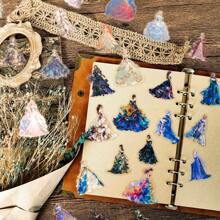 30 片透明全息箔公主贴纸 - 梦幻童话皇家礼服闪亮贴纸，适用于剪贴簿、日记、规划师、艺术项目 - 彩色 - 查看 10