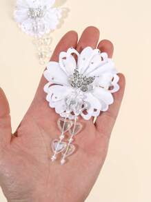 2pcs Sparkly Butterfly Hair Clips For Women Glossy Heart Tassel Alligator Clips Vacation Hair Clips Spring Girls Pigtail Bows Barrettes Women Hair Accessories