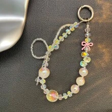 珠子蝴蝶结项链带电镀手机壳挂绳钥匙扣耳机套腕带适合所有手机