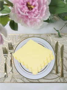 20pcs 16*16cm Yellow, Dusty Rose, Blue Semicircle Ruffle Trimd Cocktail Napkins, Disposable Paper Napkins Suitable For Daily Use, Lunch, Dinner, Gathering, Wedding, Birthday, Party And Other Occasions