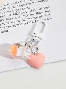 1pc Multi-Color Keychain, Acrylic Heart-Shaped Glow-In-The-Dark Bicolor Coffee Cup Bag Car Decor Pendant