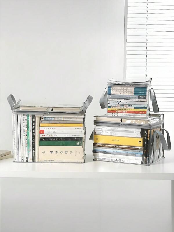 1pc Transparent PVC Storage Bag With Zipper Closure, Foldable And Portable, Suitable For Books, Stationery, Clothes, Toys And Space Saving