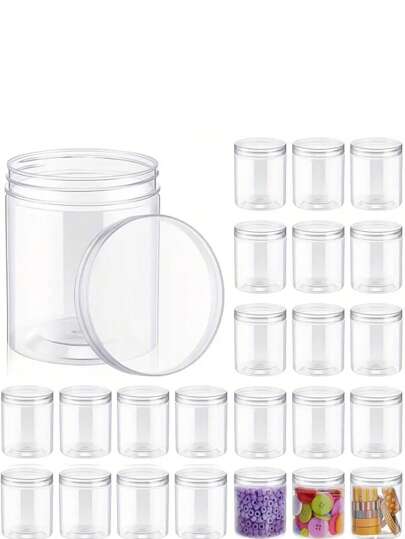 6 Stück/12 Stück 250ml dicke klare Plastikaufbewahrungsgläser, wiederverwendbar mit Deckeln: Effizient Ihre Küche, Bastel-DIYs und Aufbewahrung kleiner Artikel wie Teile, Perlen und Accessoires organisieren