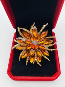 Elegant, Fashionable, High-End, Diamond-Encrusted Large Crystal Flower Brooch Everyday Versatile Clothing Accessories - Sunflower Brooch - View 1