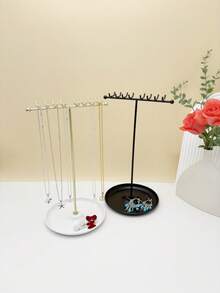 1Pc T-Shaped Jewelry Display Stand With Sturdy Metal Base