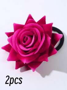 Flower Decor Hair Tie Elegant ,Beach Outfit,Beach Hair Floral Accessories,Beach Vacation Ponytail Holders Hair Elastics Hair Rubber Bands Scrunchies Hair Rope Elastic Hair Tie ,Head Piece - Multicolor - View 17