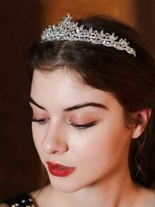 1 Simple Atmosphere Crown Headdress, Crystal Headband, Princess Birthday Party Crown Accessories, Hair Accessories, New Year Headdress