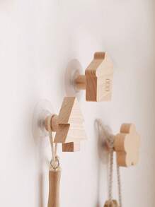 1 件北欧风格创意木质衣架挂钩，卡通星月动物形状木质墙钩，浴室家居装饰挂钩，抽屉旋钮家居浴室装饰浴室收纳秋季装饰返校 - 彩色 - 查看 7