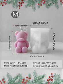 3件套创意迷你熊形硅胶模具 - 生活艺术创作工具，硅胶材质，易于拆卸和清洗，专为蜡烛制作、石膏雕塑和创意绘画而设计。是DIY爱好者的灵感源泉，也是情人节、母亲节等节日的贴心礼物。同时也是手工和艺术课程的理想教具，激发无限的想象力和创造力。 - 白色 - 查看 9
