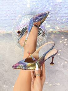 Sandalias de tacón alto con punta en pico y lazo para mujer, zapatos de tacón y sexy de estilo vintage, elegantes y de fiesta, en varios colores para el verano