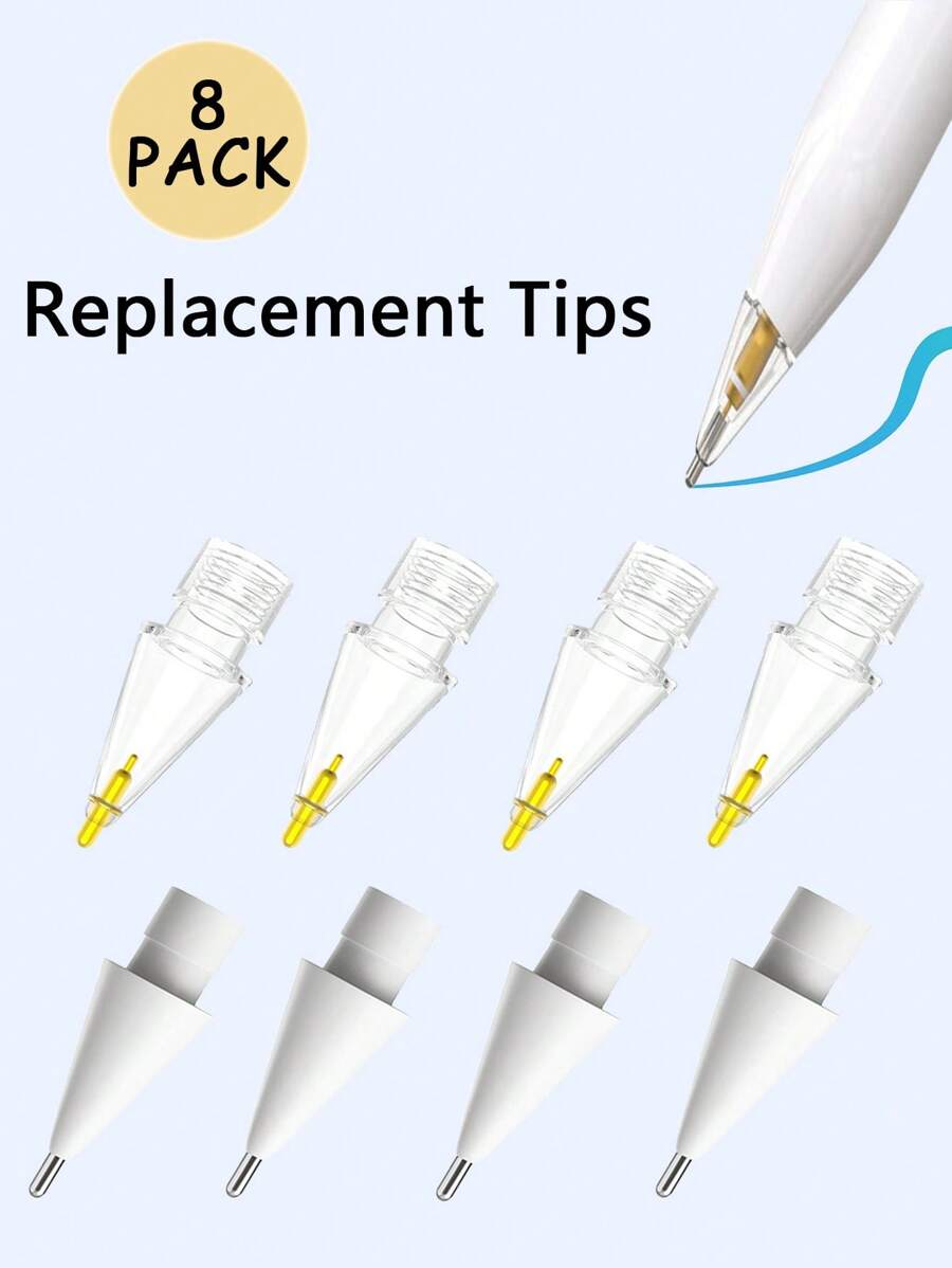 4/6/8 PCS Replacement Tips Compatible With Apple Pencil 1st/2nd Gen, Pencil Nibs Compatible With Ipad Pro Pencil 2/1 Gen