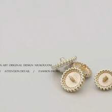 6 piezas de botones de metal con estilo vintage color dorado con perlas, para ropa, suéteres, chaquetas de traje, vestidos, vestidos de novia, manualidades DIY, accesorios de costura