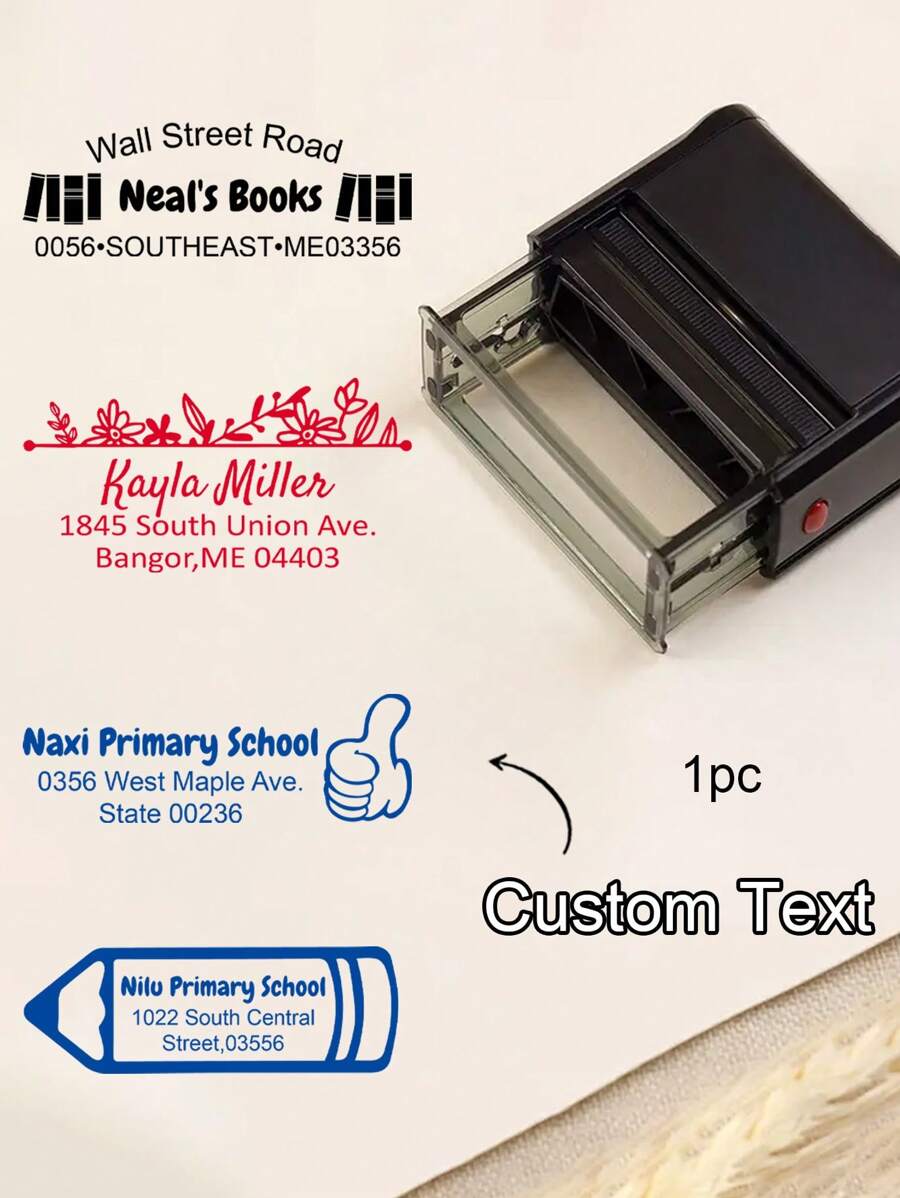 1/2Pcs Custom Text/Logo Stamp,Personalized Stamps Self Inking, Customized Any Logo Rubber Stamps, Customizable Business Stamp, 5 Sizes: S/M/L/XL/XXL, 9 Ink Colors, Small Business Supplies, Stamper,Office Decor,New Job, Office Supplies
