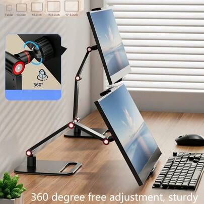 Monitorständer für den Schreibtisch, 360° drehbar, 180° neigbar, 4,7-11-Zoll universell erweiterbarer Monitorständer, Ständer für Live-Streaming-Aufnahmen von Desktoptelefonen und Tablets, tragbarer Monitor geeignet für verstellbaren Langarm-Klappständer, Aluminiumlegierung-Material