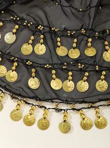 1 قطعة زي رقص البطن للنساء، تنورة من شبكة معدنية مع مجوهرات للجسم، مناسبة للأداء على المسرح، بأسلوب بوهيمي، للصيف والخريف وأعياد الهالوين وغيرها من المناسبات - متعدد الألوان - مشاهدة 3