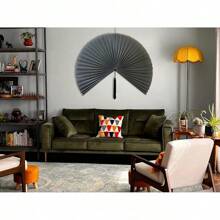 Wall Decor,Japanese Wall Fan Decor,Large Bamboo Fan Wall Art For Boho Hanging Headboard,Decorative Folding Fan For Over Bed Decorations,Large Wall Dcor (Ivory, 48inch) - Màu xám đen - Xem 5