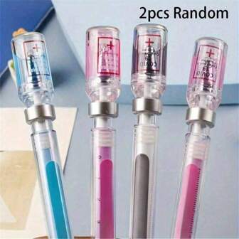 2/4pcs Random Gel Ink Pens With , Novel Stress Relief Signable Ballpoint Pen, Suitable For Nurses, Doctors, Students Back To School