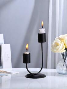 1pc European Style Iron Art Double Cup Design Candlestick For Home Living Room Kitchen Dining Room Wedding Party Table Decoration