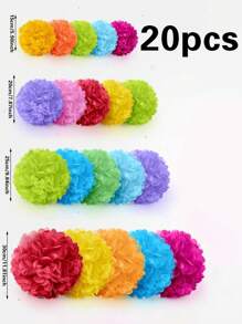 16/20 件粉色、蓝色、绿色、彩色纸质绒球装饰，适用于返校、婚礼、告白日、淋浴、生日、派对、室内和室外装饰 - 彩色 - 查看 8