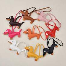 1pc Cute Dachshund Charm Pendant Accessory, Faux Leather Sausage Dog Bag Charm/Keychain, Korean INS Style Car Accessories School Cartoon