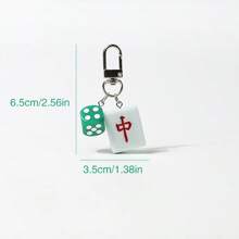 1pc Creative Mahjong Charm Pendant, Simple Backpack Key Chain Decoration, Gift, Daily Accessories, Student Supplies, Chinese Style