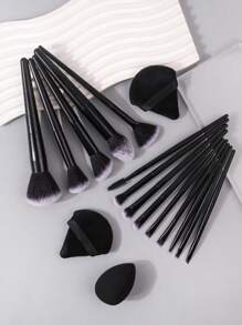 21件套专业化妆刷套装，含皮质收纳杯，包含14支面部化妆刷和柔软化妆海绵粉扑，全套柔软纤维化妆工具，化妆刷套装，化妆刷套装，化妆刷套装，全套化妆工具，化妆刷套装，化妆刷套装，化妆刷套装，化妆礼盒套装