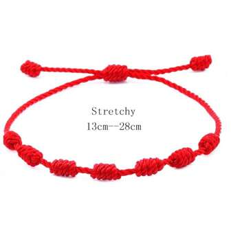 1pc Lucky Red 7-Knot Woven Bracelet, Unisex