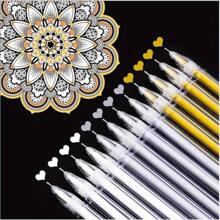 6Pcs/Set White Gold Silver Gel Pens, 0.5 Mm Extra Fine Point Pens Gel Ink Pens For Black Paper Drawing, Sketching Back To School