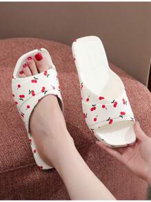 Dép EVA dành cho nữ, đế mềm đi ngoài trời, dép xăng đan chống trượt in hoa đi trong nhà tắm mùa hè - trắng - Xem 1