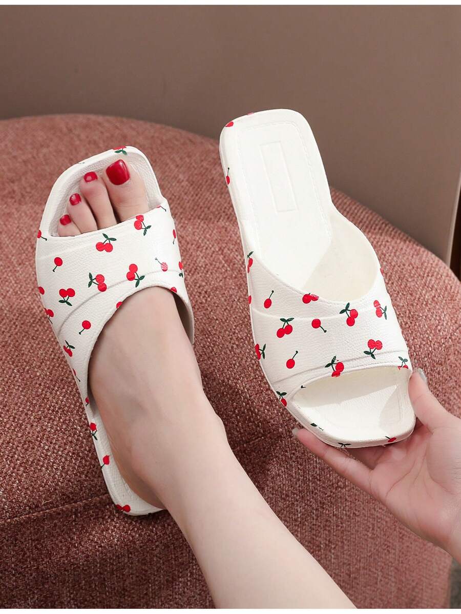 Dép EVA dành cho nữ, đế mềm đi ngoài trời, dép xăng đan chống trượt in hoa đi trong nhà tắm mùa hè - trắng - Xem 1