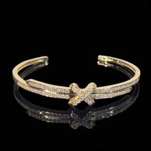 1 件个性化闪亮方晶锆石手链，时尚高端珠宝配饰，适合送礼、日常、派对、婚礼 - 銀色 - 查看 8