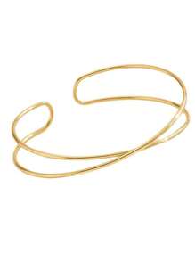 6pcs Set Geometric Metal Armband Exaggerated Leaf Bracelet Set, Suitable For Party, Gift, Daily Wear - Gold - View 3