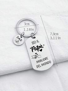 1pc Father's Day Gift For Dad - Stainless Steel Military ID Tag Key Chain