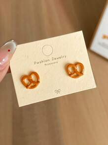 14 件/6 件可爱卡通焦糖面包和甜甜圈设计耳钉套装，简约女性珠宝礼物，适合日常佩戴 - 彩色 - 查看 6