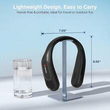 Neck Fan, Hands Bladeless Neck Fans Portable Rechargeable, 6000 MAh Battery Operated Wearable Personal Fan, Cooling Neck Fan, 3 Speeds, USB Fan Gifts Men, Women, Travel, Outdoor - 黑色 - 查看 6