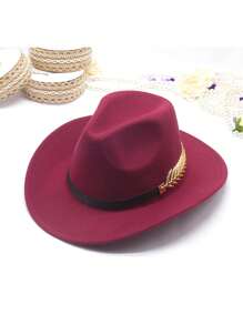 1 件女士树叶图案毡帽，优雅的软呢帽风格，适合日常和假日穿着