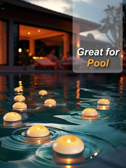 2/6/12 piezas Luces de vela LED a prueba de agua sin llama, velas de té blanco marfil, velas parpadeantes a pilas, adecuadas para jarrones cilíndricos, bodas, fiestas, piscinas, San Valentín, Halloween, Navidad, decoración central de fiestas