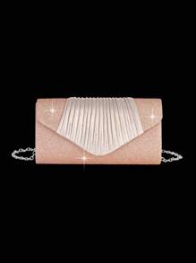 4 件套水钻首饰套装 金色闪亮项链耳环手链套装 女士晚礼服手拿包 新娘婚礼贝壳优雅信封包 女士球带可拆卸金属链 婚礼和派对 女士单肩包 女士包 女士手提包 多功能闪光手提包 鸡尾酒会婚礼新款钱包 宴会包 - 金紅色 - 查看 5