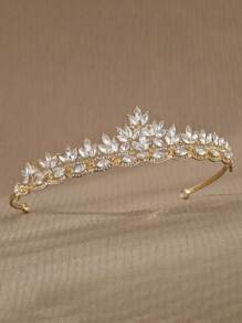 1 Simple Atmosphere Crown Headdress, Crystal Headband, Princess Birthday Party Crown Accessories, Hair Accessories, New Year Headdress