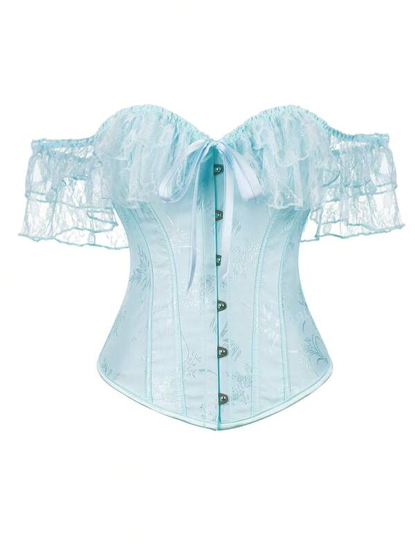 Corsé con forma de espina de pescado y recortes de encaje, top moldeador para mujer, body ceñidor de cintura para fiestas de Halloween, Año Nuevo, San Valentín, graduación, color amarillo mantequilla