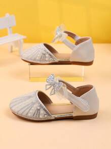 Sandalias planas con cristales de niñas a la moda y con estilo, punta redonda, zapatillas de verano para niños pequeños y niños pequeños, nuevas para primavera/verano